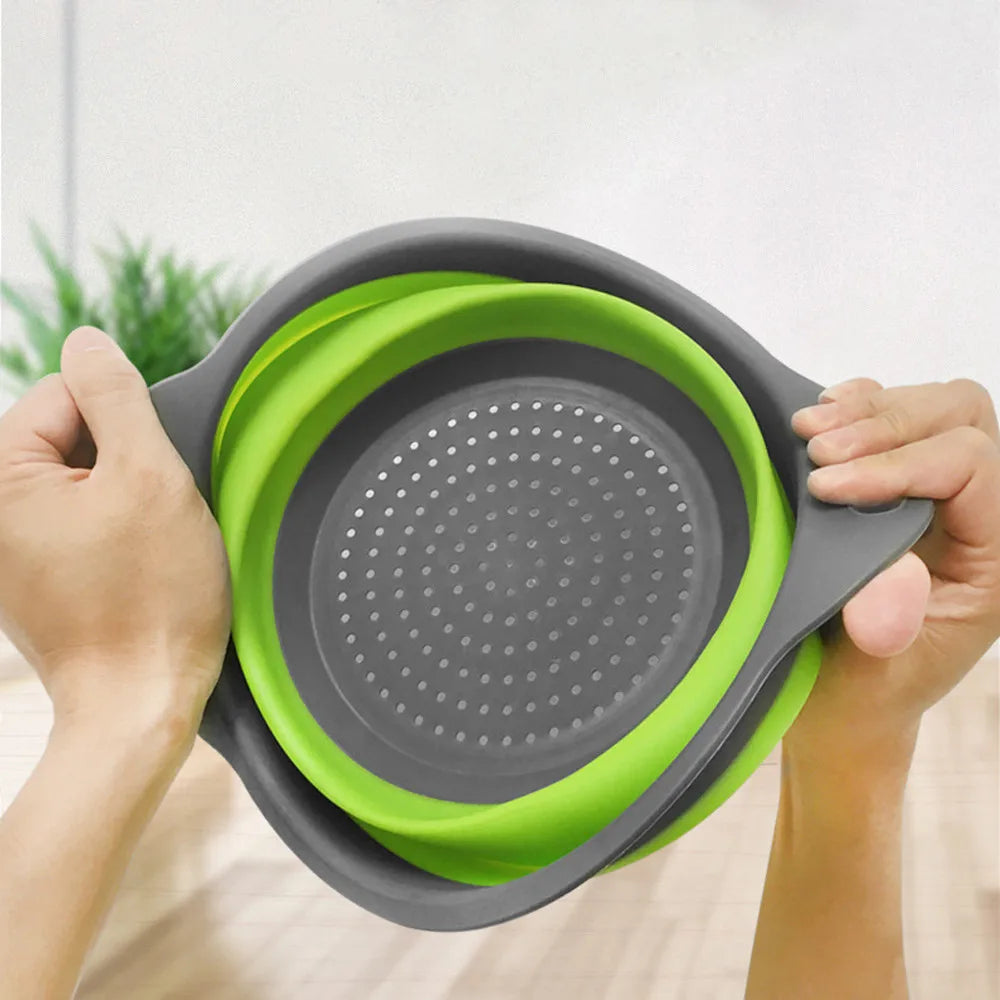 Silicone Drain Basket Food Washing Basket Strainer Colander