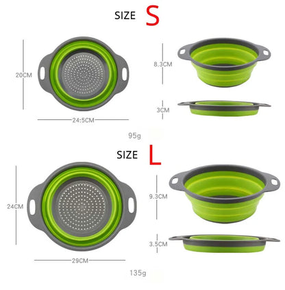 Silicone Drain Basket Food Washing Basket Strainer Colander