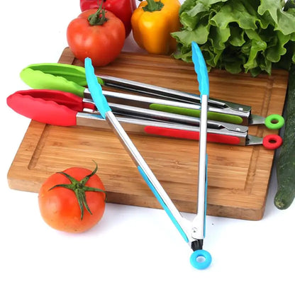 Stainless Steel Silicone Grilling Tongs