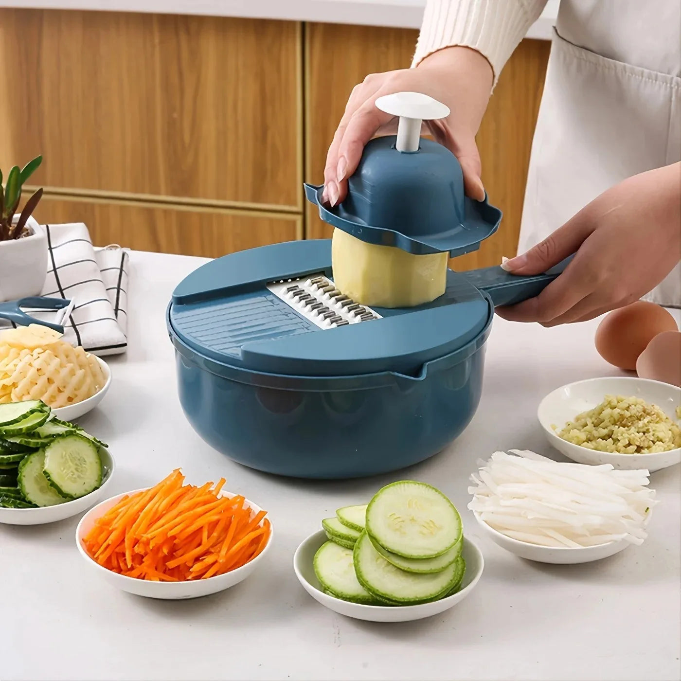 Multi-Functional Ratchet Style Food Processor Fruit Vegetable Shredder Chopper Slicer