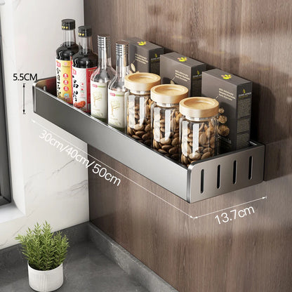 Wall Mounted Kitchen Shelf Organizer Aluminium Spice Storage Rack