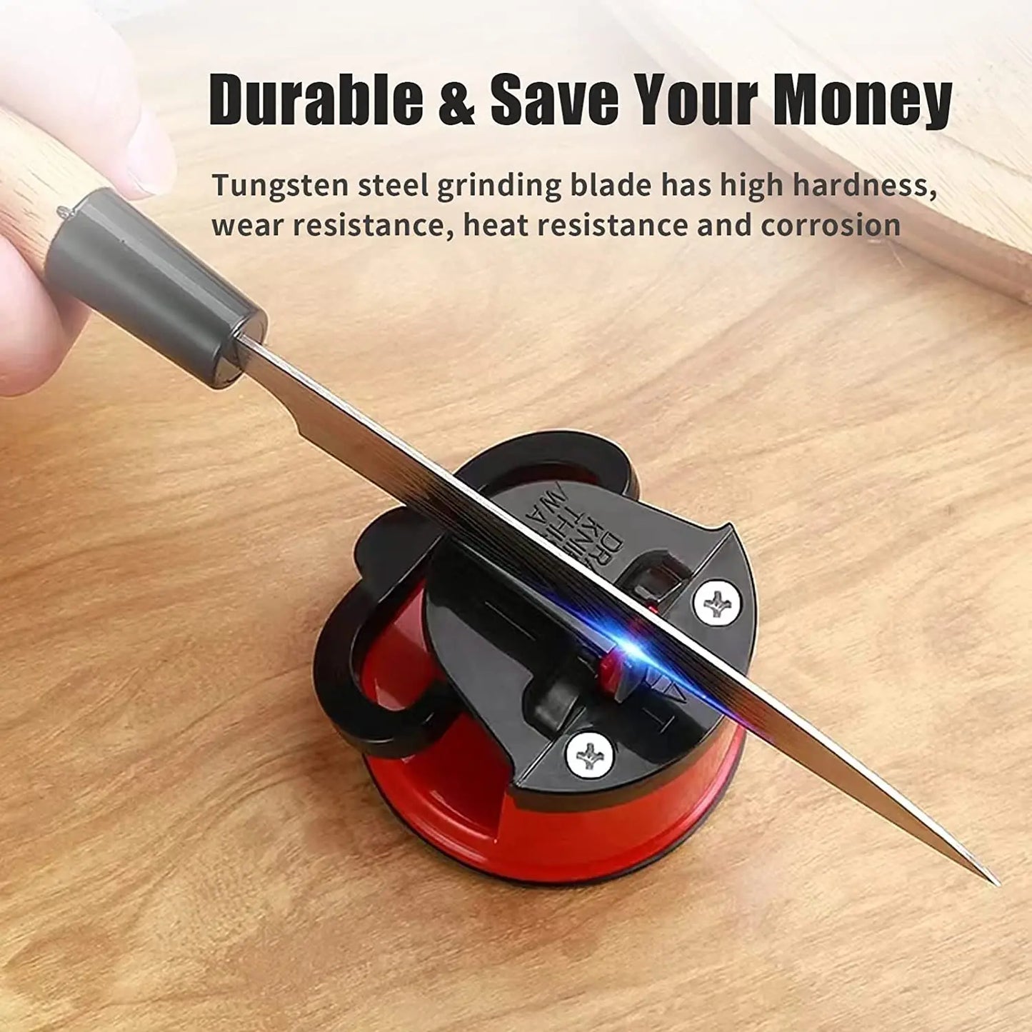 Knife Sharpener with Suction Base & Tungsten Carbide Blades