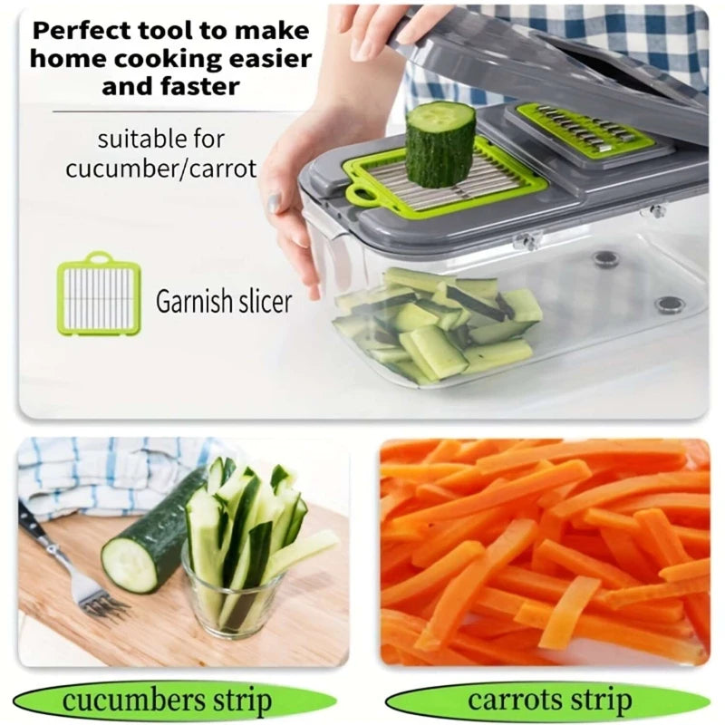 22Pcs/Set Multifunctional Fruit & Vegetable Cutter Ratchet Food Grater Container