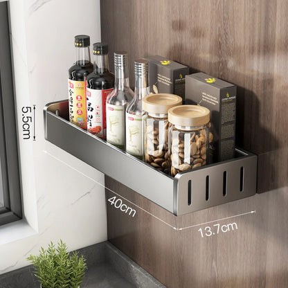 Wall Mounted Kitchen Shelf Organizer Aluminium Spice Storage Rack