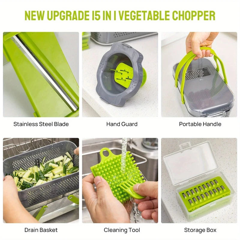 22Pcs/Set Multifunctional Fruit & Vegetable Cutter Ratchet Food Grater Container