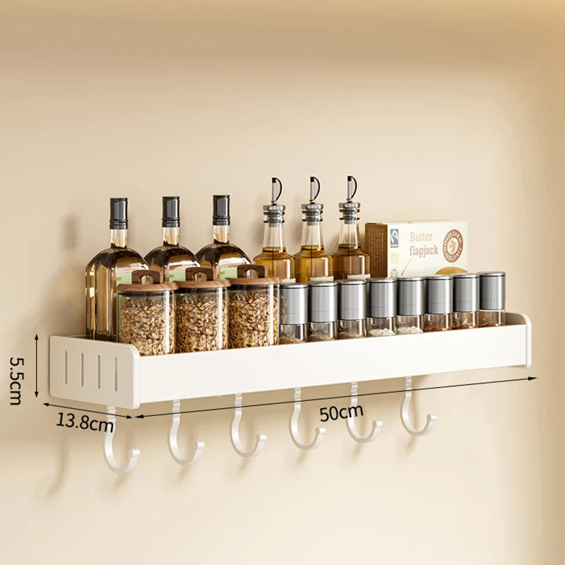 Wall Mounted Kitchen Shelf Organizer Aluminium Spice Storage Rack