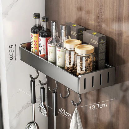 Wall Mounted Kitchen Shelf Organizer Aluminium Spice Storage Rack