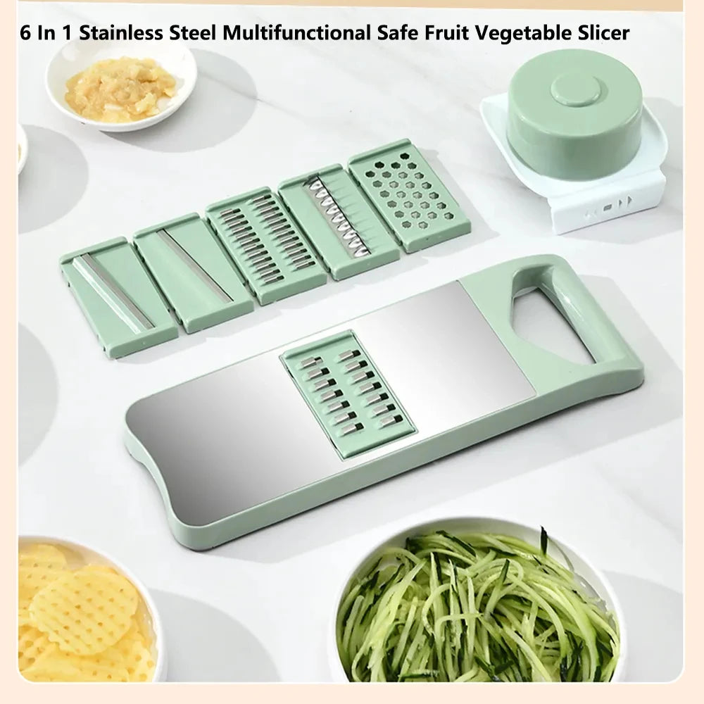 Kitchen 6 In 1 Stainless Steel Multifunction Manual Vegetable Slicer