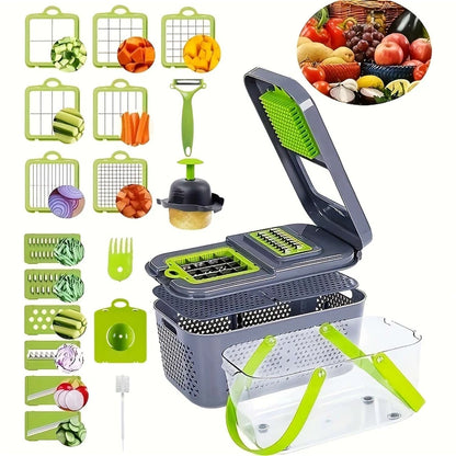 22Pcs/Set Multifunctional Fruit & Vegetable Cutter Ratchet Food Grater Container