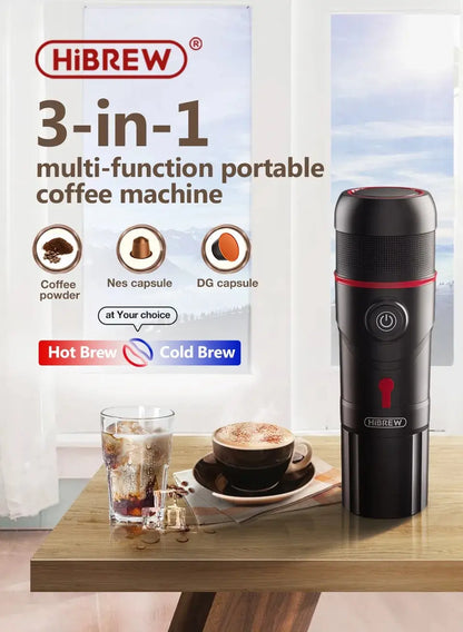 HiBREW Portable Coffee Machine for Car & Home DC12V Expresso Coffee Maker