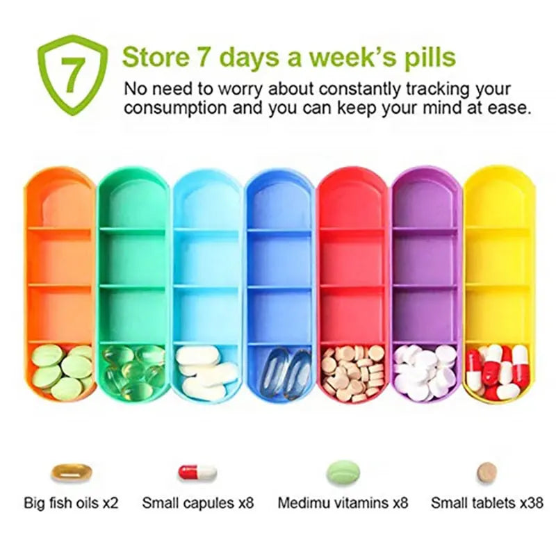 7 Days Pill Box Medicine Holder Weekly Pill Organizer And Pill Cutter