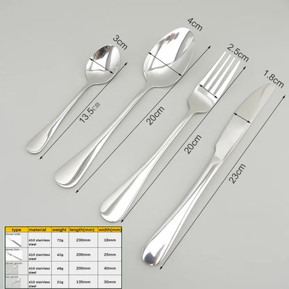 Silver Dinnerware Stainless Steel Luxury Cutlery Set