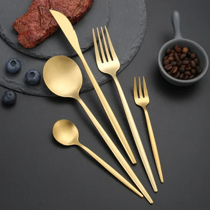 30Pcs/Set Cutlery Dinnerware Tableware Set Various Colors Stainless Steel Silver Gold Black