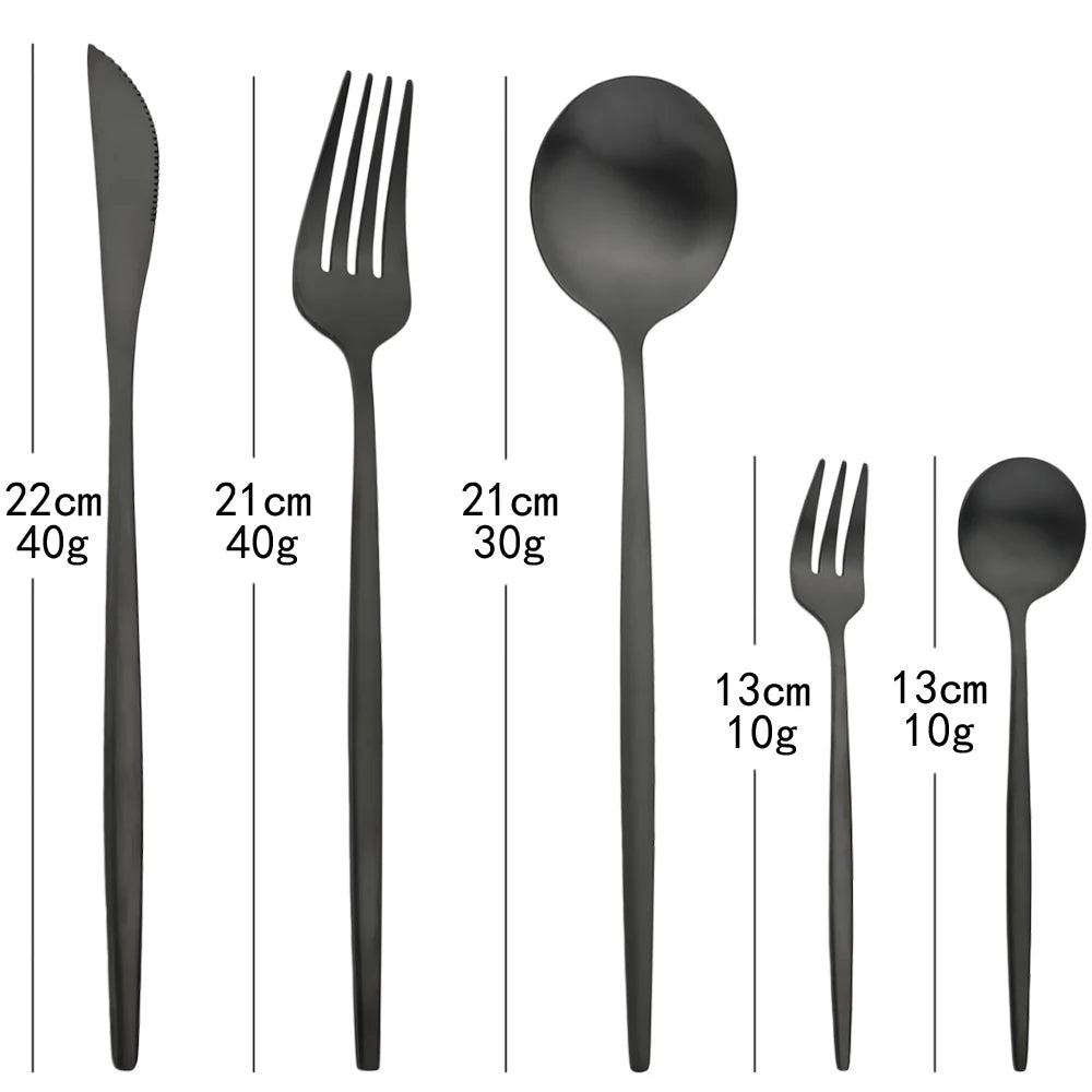 30Pcs/Set Cutlery Dinnerware Tableware Set Various Colors Stainless Steel Silver Gold Black