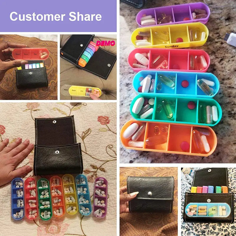 7 Days Pill Box Medicine Holder Weekly Pill Organizer And Pill Cutter