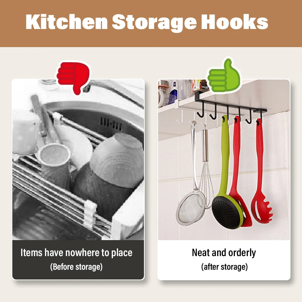 1~2PCS 6 Hook Coffee Mug Organizer/Storage Hanger