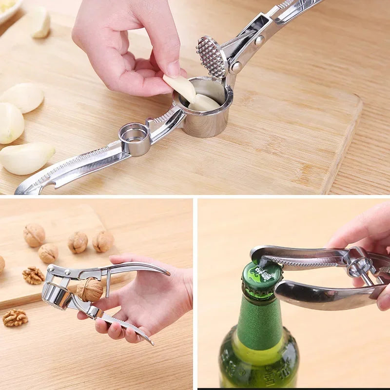 Manual Metal Garlic Press & Walnut Cracker Multi-Functional tool